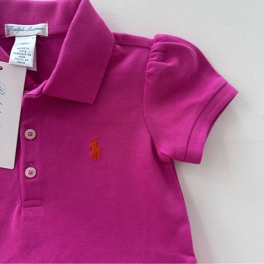 Ralph Lauren 18 Months Baby Girl Pink Layered Romper NWT Spring Summer Preppy